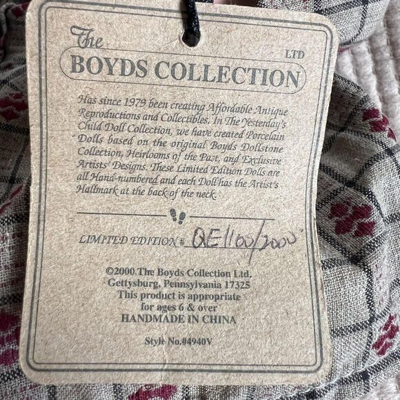 Vintage Yesterday's Child Mary Anne Porcelain Doll Boyds Collection Ltd Edition - Picture 6 of 11